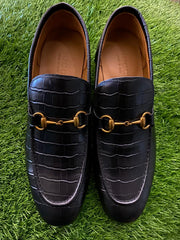 Gucci Jordaan Genuine Black Crocodile Loafers|
