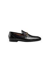 Gucci Jordaan Genuine Black Crocodile Loafers|