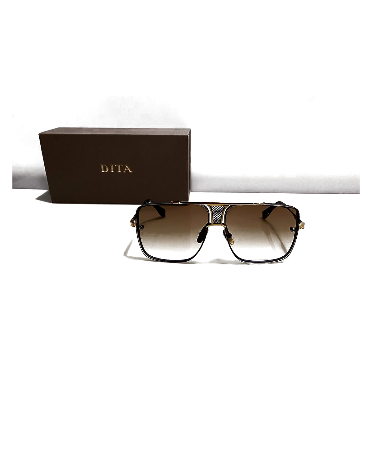 DITA Double Bridge Aviator Sunglasses - Brown front view